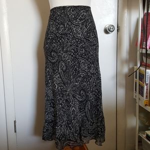 Sundance Black & White Paisley Ruffle Skirt Sz 12